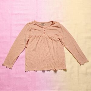 CARTER'S Girls Long Sleeve Henley Top - Blush Pink. SIZE 6/6A.